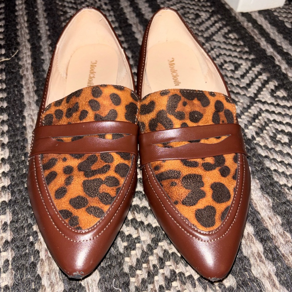 Modcloth Brown and Leopard Print Loafers